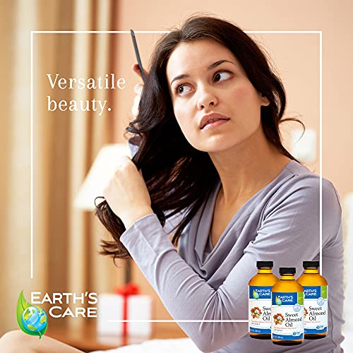 Earth¡¯s Care Sweet Almond Oil - Expeller Pressed Almond Oil for Skin and Hair, Glass Bottle, Unscented, 8 FL. OZ.