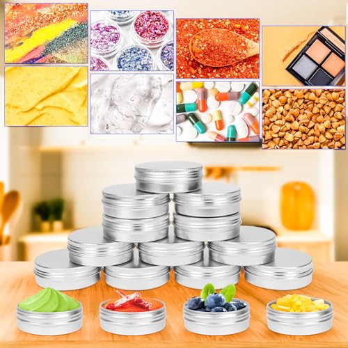 16 Pack 2oz Aluminum Tin Jars with Screw Lids