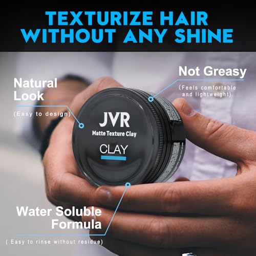 JVR Medium Hold Matte Finish Hair Clay for All Hairstyles - 2.86 oz