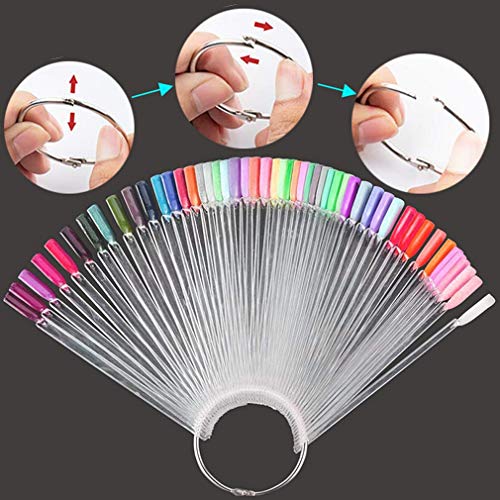 150 Pcs Clear Nail Swatch Sticks with Ring - Acrylic Polish Display Tips