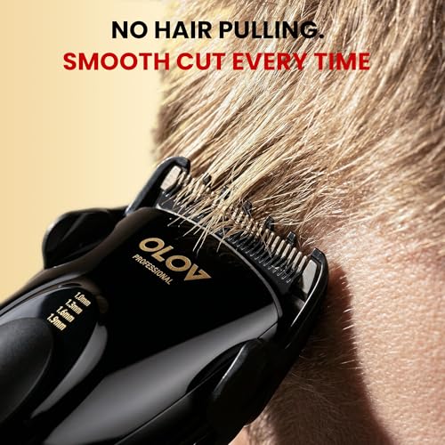 OLOV Professional Black Cordless Hair Clippers for Men, Adjustable 4-Position, 2-Speed, Ceramic Blades
