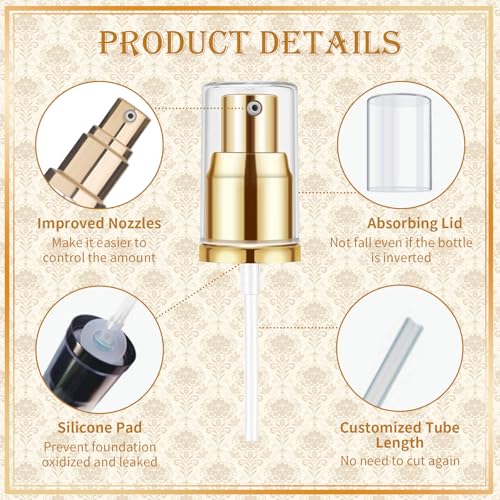 Chris.W 2Pack Foundation Pump Compatible with Maybelline Fit Me Liquid Foundation Makeup (Gold+Black)