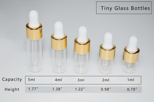 Hustar Small Dropper Bottle, 10pcs 2ml Mini Sample Dropper Bottles Mini Makeup Containers for Travel Liquids Tiny Glass