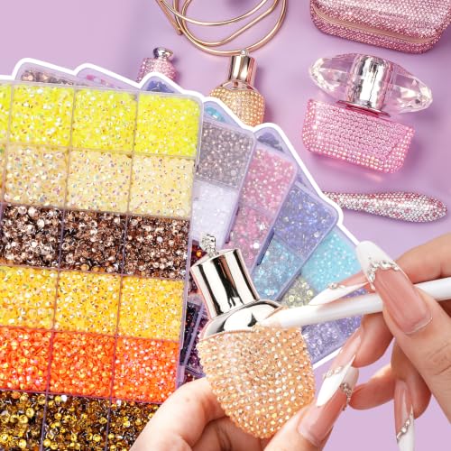 80000Pcs 3/4/5/6mm Resin Jelly Rhinestones for Bedazzling, 36 Colors