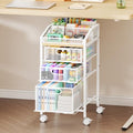 Rolling Utility Cart with Drawers - Under Desk Storage