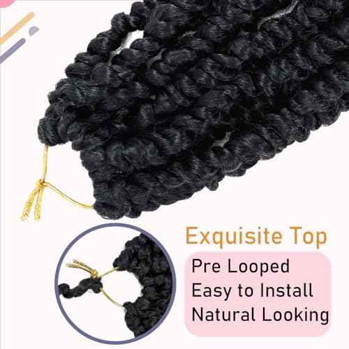 LOSMOEER 8 Packs Passion Twist Crochet Hair 8 Inch Natural Black Pre-twisted Crochet Passion Twist Hair Pre-looped Crochet Braids Hair for Women Passion Twists Braiding Hair Synthetic Hair Extensions