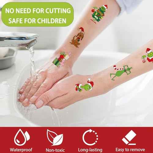 Christmas Temporary Tattoos for Kids - 60 Sheets Christmas Tattoo Stickers for Crafts - Xmas Stocking Stuffers Party Favors for Christmas Decorations Party Supplies
