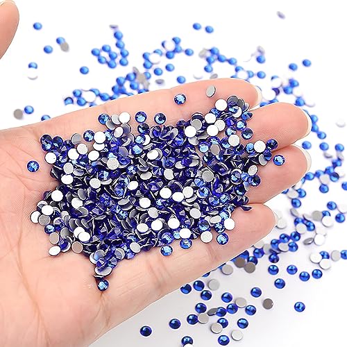 3600pcs Dark Blue Flatback Crystal Rhinestones Half Round Glue Fix Rhinestone Diamantes Gems for Crafts Nail Art -SS4/1.5-1.7mm