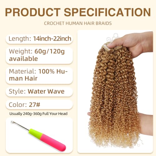 Water Wave Crochet Hair 16 Inch 120g Human Hair Extensions