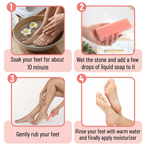 Natural Pumice Stone Foot Callus Remover 4 Pack for Exfoliation