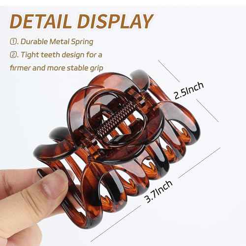 Large Octopus Hair Claw Clips for Thick Hair Big Hair Clips for Long Wavy Curly Hair, Strong Hold Non-Slip Grip Tortoise Shell Hair Accessories for Women