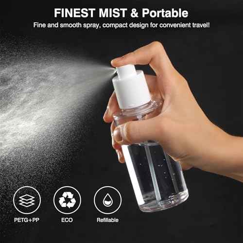 Boenoea Small Spray Bottle 1.7oz/50ml Travel Spray Bottles Plastic Portable Refillable Empty Bottles for Outgoing - Leak Proof - 2 Pack Clear