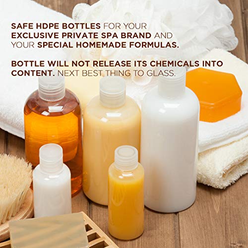 25 PCS Empty White HDPE Bottle 12 oz - Cosmo Round Plastic Bottles - 24/410 White Disc Cap - 24 mm Foil Pressure Seal for Freshness and Leak Prevention - Phthalate Free Approved for Safe Cosmetics