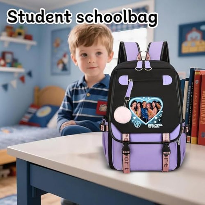 Lightweight Katseye Backpack for Girls & Teens - Durable PU Campus Bag