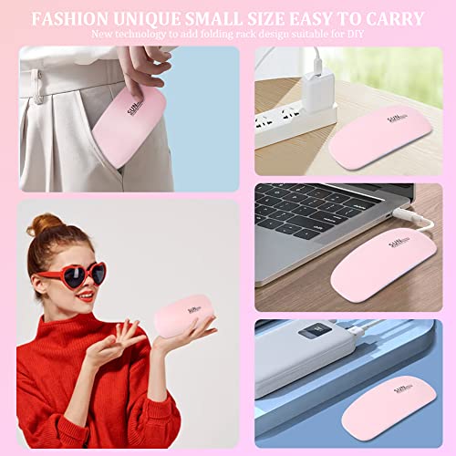 Pink URAQT Mini Gel Nail Lamp - Portable 6W UV LED Nail Dryer for All Gel Polish