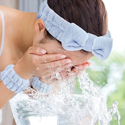 CERETIA Face Wash Headband and Wristband Set, Wrist Towels for Washing Face with Holder Microfiber Wristbands for Washing Face Absorbent Spa Wristbands Wrist Scrunchies Face Washing Wristbands