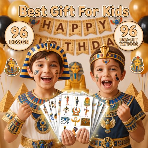 96 PCS Ancient Egypt Temporary Tattoos for Kids