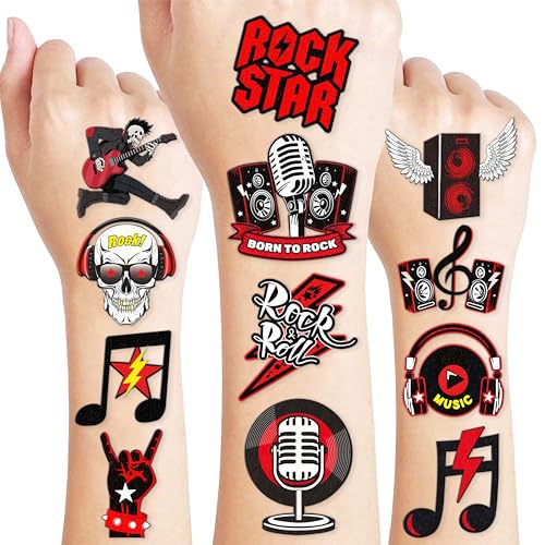 96PCS Rock N Roll Temporary Tattoos - Glow in Dark Party Favors