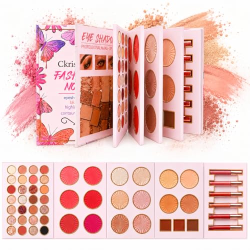 5-in-1 Makeup Palette Book with Eyeshadow, Blush & Contour