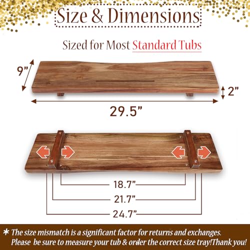 Acacia Wood Bathtub Tray Caddy with Adjustable Legs