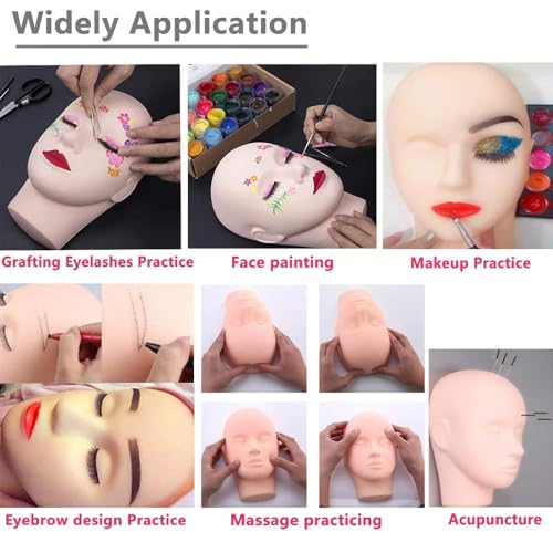 Professional 23cm Mannequin Head for Eyelash & Makeup Training
