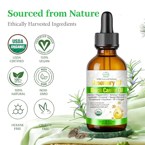 Organic Rosemary & Castor Hair Oil with Peppermint