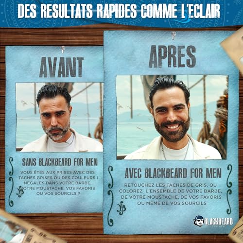 Blackbeard for Men Beard Color ? 1-Day Beard, Mustache, Eyebrow, Sideburns Color ? Temporary Facial Hair Tint - Hypoallergenic Beard Dye Alternative ? Up to 45 applications ? Dark Brown, 1 Pack