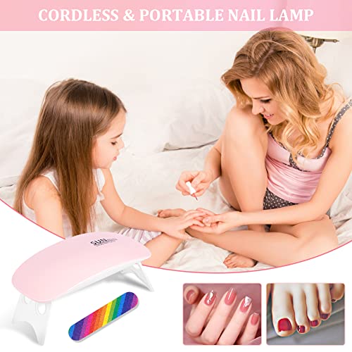 Pink URAQT Mini Gel Nail Lamp - Portable 6W UV LED Nail Dryer for All Gel Polish