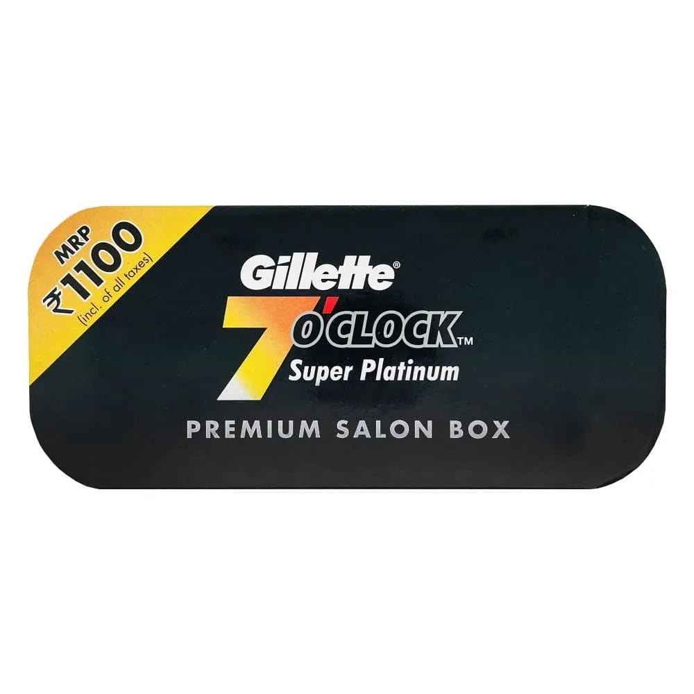 100 7 O'clock Super Platinum Double Edge Safety Razor Blades (20x5) - AKA 7'Oclock Black - Premium Blades on Display Card