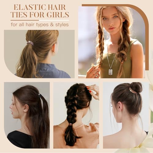 FORENEE 10Pcs Neutral Thick Hair Ties for Women & Girls - No Damage