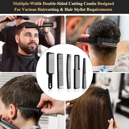 HEYMKGO Barber Comb,14PCS Hair Cutting Comb Set, Professional Salon Fine and Wide Tooth Comb, Barber Clipper Brush Duster Brush, Hair Clips, Rat Tail Teasing Combs for Styling