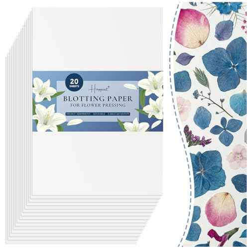 20 Sheets A4 Size Blotting Paper for Flower Press, Large Blotter Paper for Flower Press, Herbarium Paper Craft, Flower Press Paper, Working with Flower Pressing Kit for Adults (20), 20 white