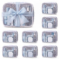 9 Pcs Blue Floral Makeup Bag Set - Waterproof Travel Cosmetic Organizer
