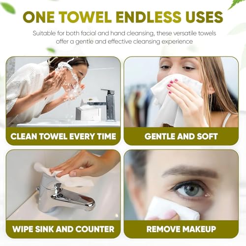 JenMom Disposable Face Towels 100 Count Eco-Friendly Soft & Hypoallergenic