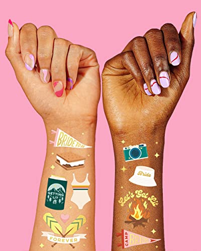 Camp Bachelorette Temporary Tattoos - 42 Gold Foil Designs