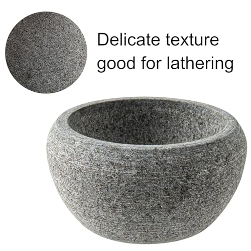 Shaving Soap & Cream Bowl for Men, Natural Granite Stone, Keep Warm Better, Easier to Lather