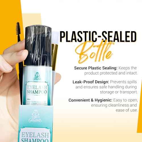 Forabeli Lash Shampoo 50ml with Brush and Wand - Eyelash Extension Cleanser, Eyelid Foaming Wash, Gentle Foam, Remove Oils and Makeup