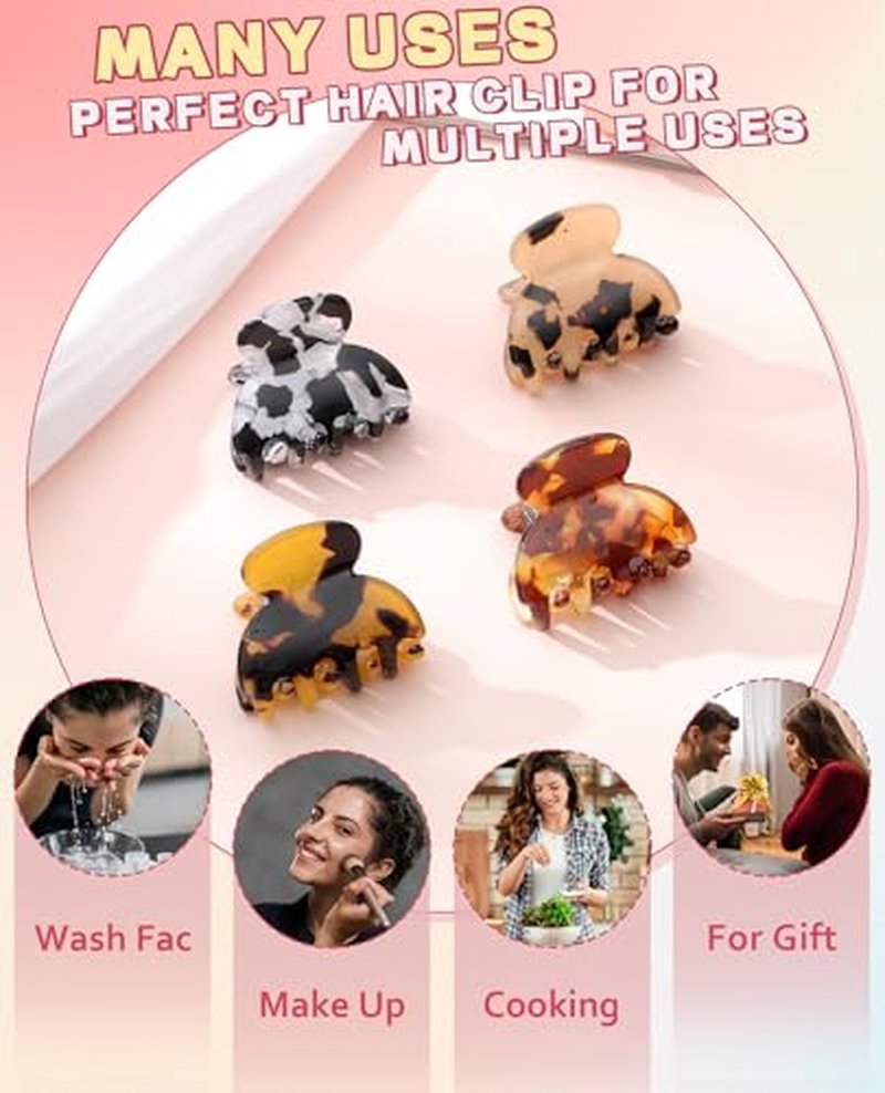 12 Pcs Mini Hair Clips for Women - Non-Slip Acrylic Claw Clips