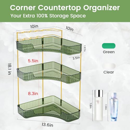 Corner Makeup Organizer 3-Tier Acrylic Bathroom Storage
