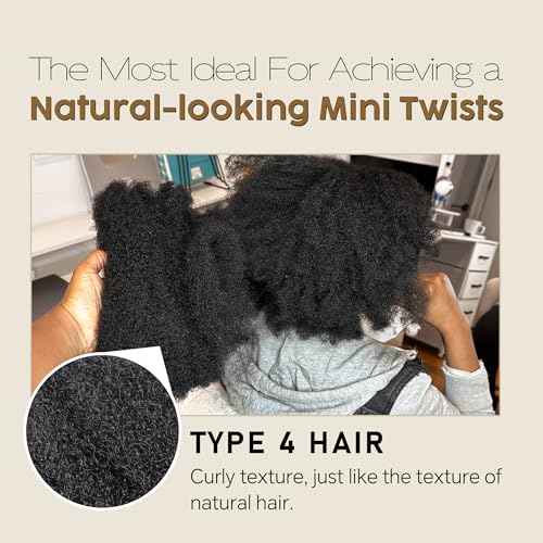 Afro Kinkys Bulk Human Hair -100% Real Human Hair for Mini Twist, Braiding, Loc Extensions & Crochet, Kinky Curly Hair Bundles, Natural Afro Bulk for Dreadlocks(1B, 22 Inch(Pack of 1))