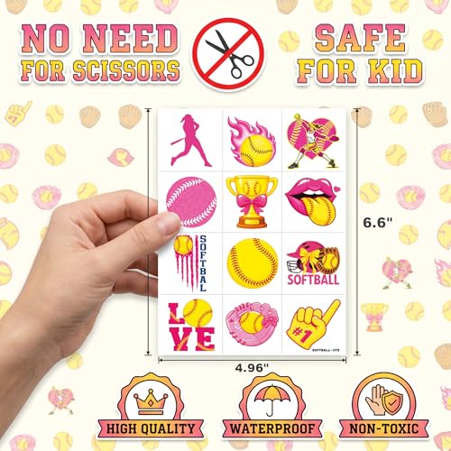 96 Softball Temporary Tattoos for Kids - Sports Party Favors