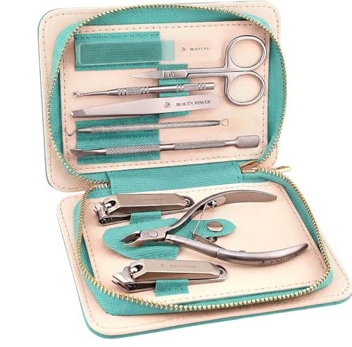 Professional 9-in-1 Manicure Pedicure Set - Stainless Steel Nail Tools with Travel Case