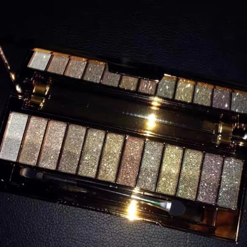 Glitter Eyeshadow Palette 12 Color Waterproof Shimmer with Brush