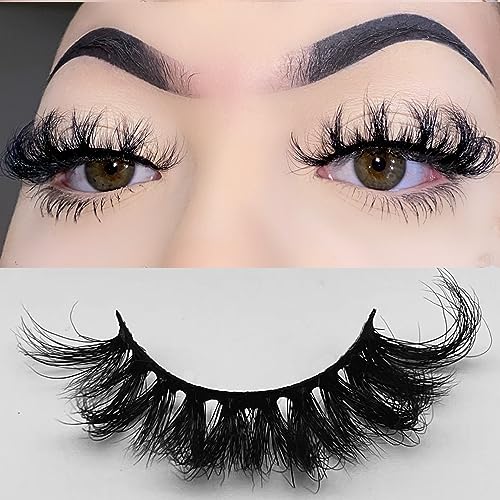 Fluffy Mink Lashes Strip with Russsian Volume, D Curl False Eyelashes Natural Look Effect, Cruelty-Free 18 mm for Women Makeup 1 Pair