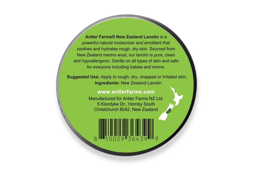 Antler Farms - 100% Pure New Zealand Lanolin, 100g, Skin Moisturizer and Protectant, Refined USP Grade Balm