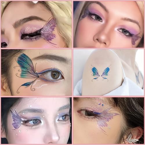 Glitter Butterfly Temporary Tattoos - 14 Sheets Waterproof