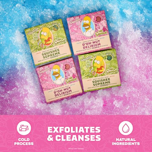 Dr. Squatch Natural Men's Bar Soap ? Limited Edition Simpsons Gifts for Men ? Natural Cold Process Soap Bar ? D¡¯oh-Nut Delirium + Squishee Supreme (5 oz, 4-Pack)