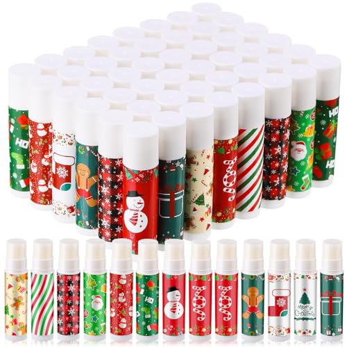 Maxcheck 48 Pcs Christmas Lip Balm Bulk Mini Candy Cane Lip Balm Moisturizing Gift Christmas Stocking Stuffers for Xmas Party Gifts Coworker Staff Employee Appreciation Gifts(Classic)