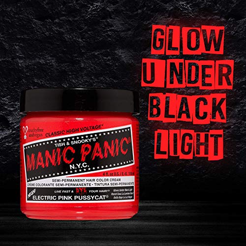Manic Panic Electric Pink Pussycat Hair Dye - Semi-Permanent Neon Pink, 4 oz