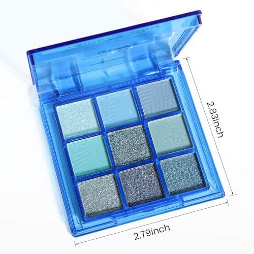 evpct 9 Colors Blue Glitter Eyeshadow Palette - Pack of 1, 0.25oz, Vibrant & Highly Pigmented Makeup for Elegant Looks